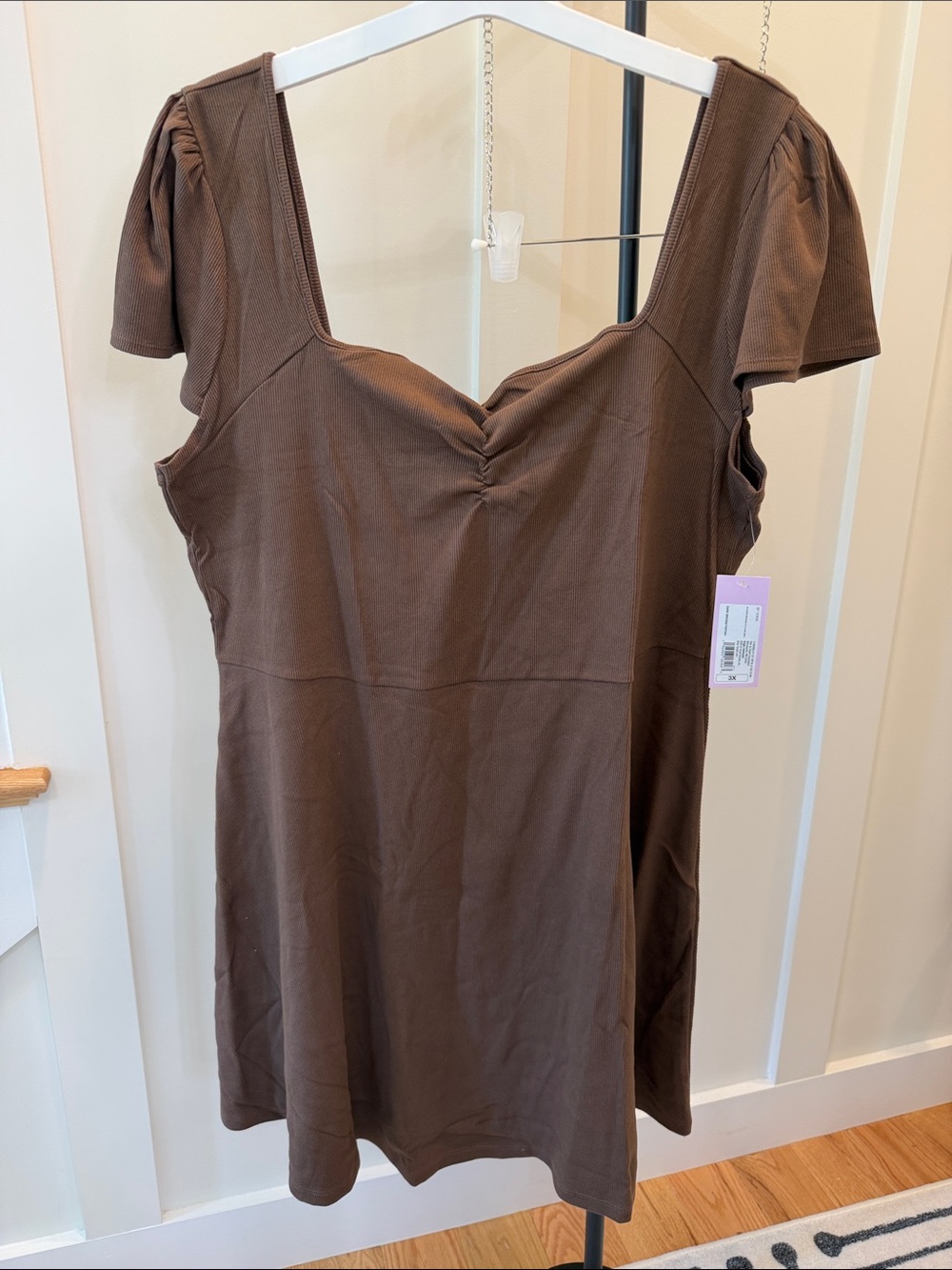 wild fable Brown Short Sleeve Square Neck Dress